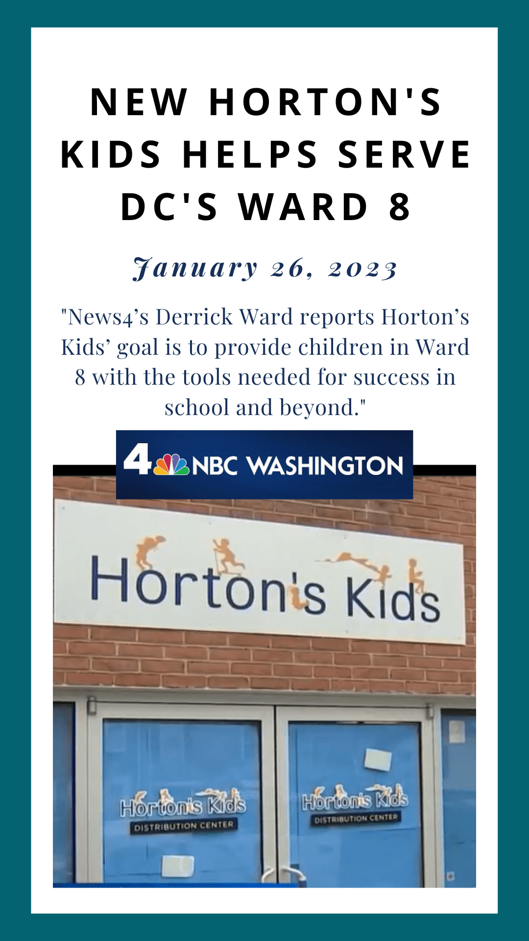 New Horton's Kids Helps Serve DC's Ward 8, January 26, 2023, 